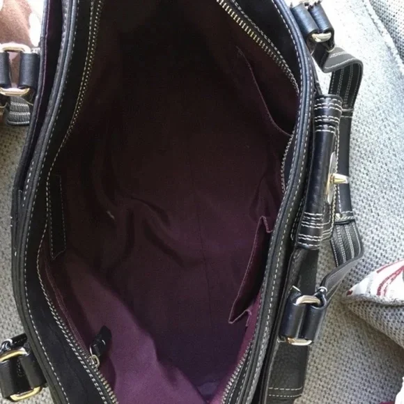 COACH  F13960 Black Hampton Pebble Leather Tote - Picture 7 of 8